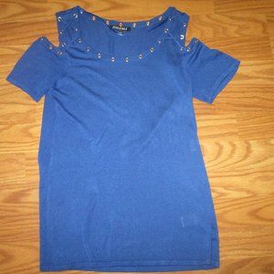 5/$25 Roz & Ali royal blue cold shoulder Size xs sweater